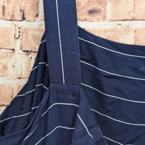 Cotton Candy LA Stevie Navy Striped Apron Tie Back Jumpsuit  Size Large - Picture 11 of 12